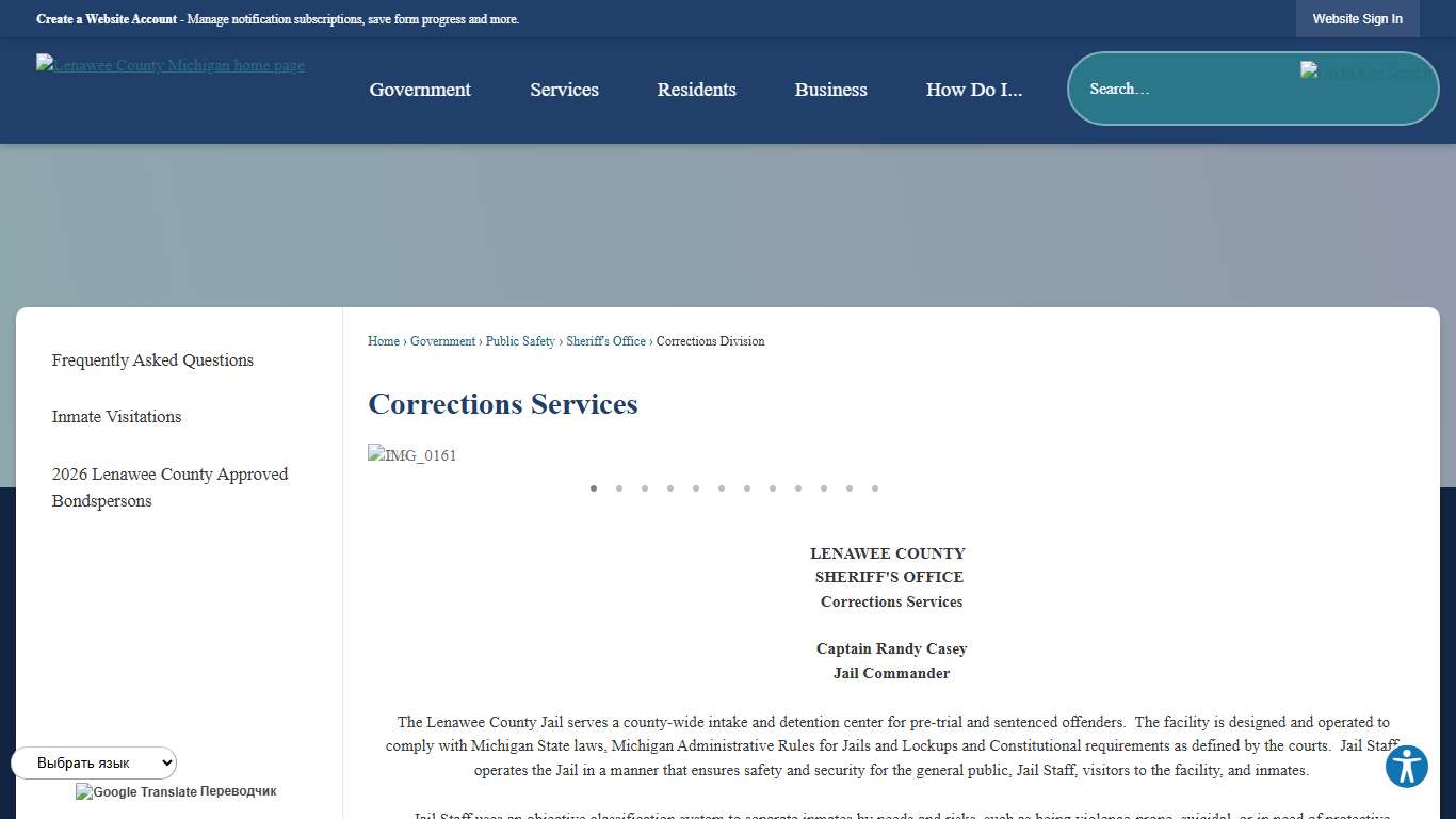 Corrections Services | Lenawee County, MI